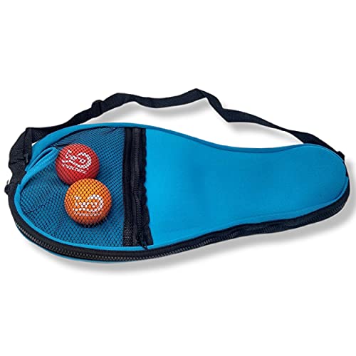 Vero American Birch Wood Frescobol Paddles Wrapped with Premium Padded Grips, Official Red & Orange Balls, Neoprene Protective Beach Bag. Made in USA.