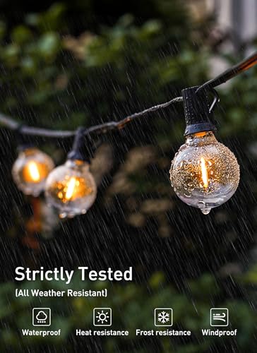 Brightown 25 Pack G40 LED Replacement Bulbs, E12 Base, 2200K Warm White, Shatterproof Waterproof Dimmable 1.5 Inch Globe Bulbs for Indoor & Outdoor Patio Backyard Home Lighting - color: Clear-led, size: 25 Pack