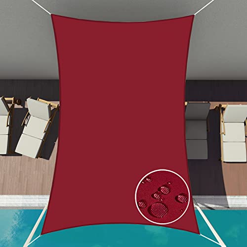 Patio Paradise 8' x 11'10" Sun Shade Sail Waterproof Red Rectangle Shade Canopy UV Block Tarp Cloth Outdoor Patio Cover for Garden Backyard Deck Awning - color: Red, size: 8' x 11'10"