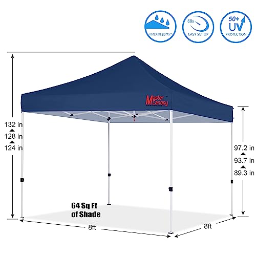 MASTERCANOPY Pop Up Canopy Tent Commercial Grade Instant Shelter (8x8, Navy Blue) - color: Navy Blue, size: 8x8