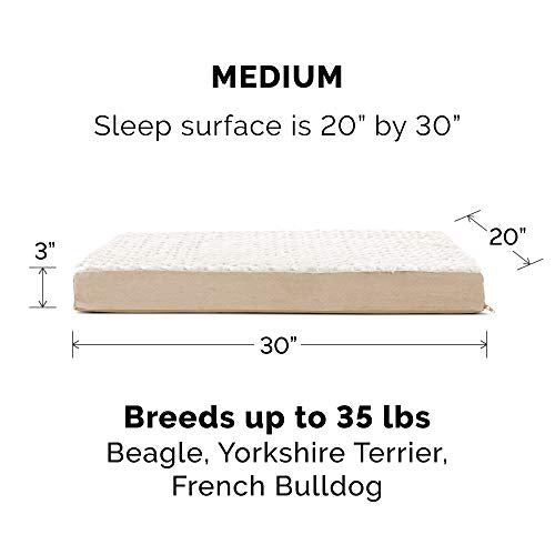 Furhaven Cooling Gel Dog Bed for Medium/Small Dogs w/ Removable Washable Cover, For Dogs Up to 35 lbs - Ultra Plush Faux Fur & Suede Mattress - Cream, Medium - color: Ultra Plush Curly Faux Fur (Cream), size: Medium