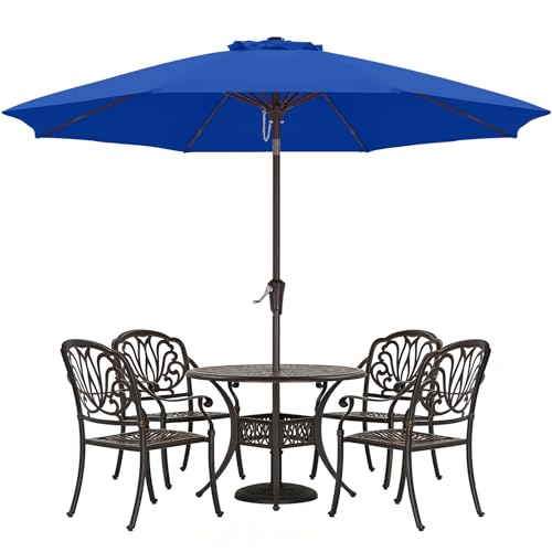 ABCCANOPY 10FT Patio Umbrella, Outdoor Waterproof Table Umbrella with Push Button Tilt and Crank, 8 Ribs UV Protection Pool Umbrella for Garden, Lawn, Deck & Backyard (Blue) - color: Blue, size: 10FT