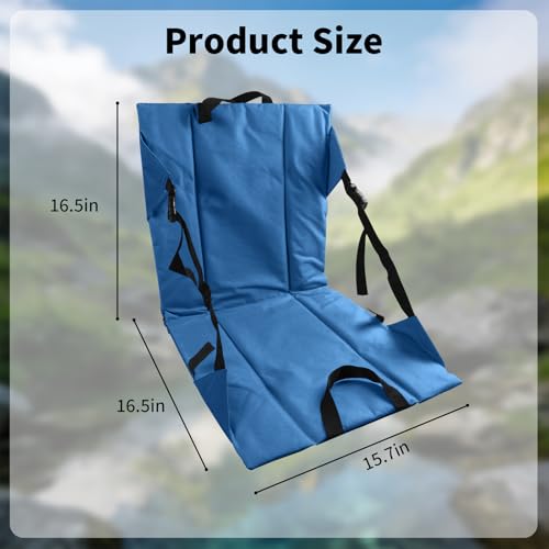 Folding Stadium Seat Cushion with Backrest, Portable Bleacher Pad for Camping, Fishing,15.8'' x 16.5'',Lightweight Chair with Backrest for Outdoor Sports and Concerts (Blue) - color: Blue