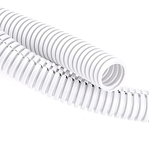 ZhiYo 20FT 3/8” Wire Loom Split Tubing Auto Wire Conduit Flexible Cover | High Temperature Heat Resistant -40F to 257F | Plastic Cover for Electrical Wires & Cables, White - color: White, size: 20FT 3/8"