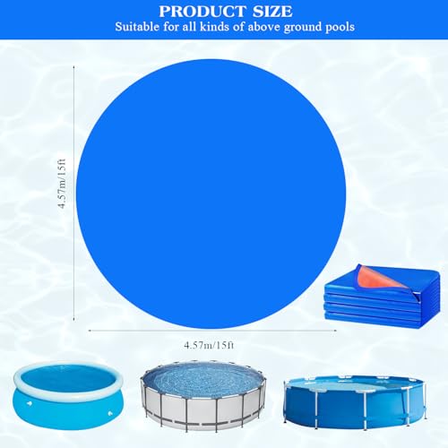 15FT Round Pool Ground Cloths,185g/㎡ Density Heavy Duty Pool Liner Pad,Waterproof PE Swimming Pool Liner Pad,Anti-Aging Puncture Resistant Pool Ground Mat for Protect Above Ground Pool Blanket