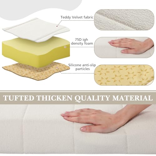 Wenqik Bench Cushion 36x14x4 Inch for Indoor Outdoor Furniture Tufted Thicken Bay Window Seat Cushion Non Slip Waterproof Dining Piano Bench Pad Pillow Anti Cat Scratch for Patio Porch Swing, Beige - color: Beige, size: 36x14x4 Inch