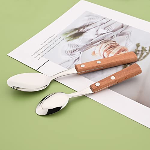 8-Piece Espresso Spoons, 304 Stainless Steel Flatware Set with Wooden Handle, Small Spoons for Dessert, Tea, Appetizer, Coffee, 6.3 inches - size: 8-Piece Dessert Spoon