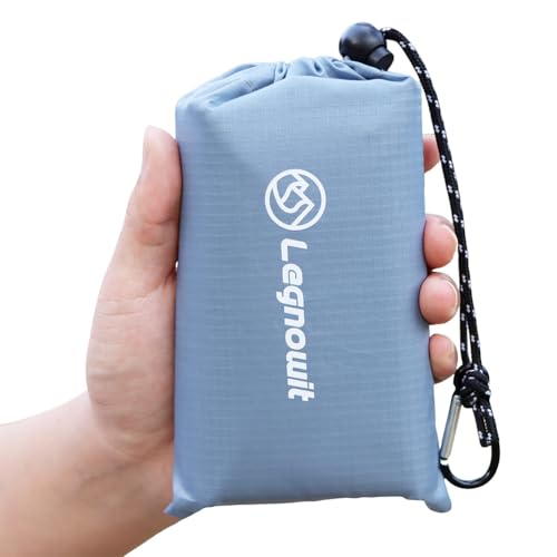 Outdoor Pocket Blanket, 55"x60" Waterproof Foldable Compact Picnic Blanket, Ultralight Tarp for Camping, Festival, Beach, Hiking, Backpacking, Travel and More, Stakes Included - color: Grey, size: 55"*60"