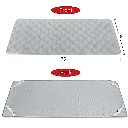 Quilted Foam Mattress Topper Pad, Non-Slip Super Soft Comfortable 75"x30", Cool Sleeping Pad for Camp Cot/RV Bunk/Narrow Twin Beds - color: Grey