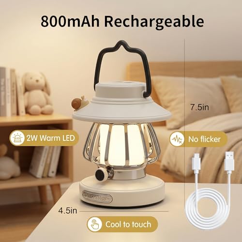 Kids Lantern with 3 Color Dimmable & USB-C Charging, Boys Night Light for Bedroom, Indoor Outdoor Adventures & Emergency Use Toddler Flashlight Camping Essentials for Kids (White) - color: White
