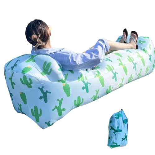 Inflatable Couch for Camping,Inflatable Lounger Air Sofa Chair,Portable Festival Couch for Outdoor, Beach, Hiking, Picnics, Music Festivals (Cactus) - color: Cactus