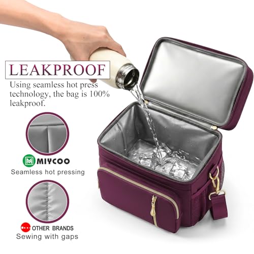 MIYCOO Lunch Bag & Lunch Box for Women Men, Double Deck Leakproof Insulated Soft Large Adult Camping Cooler bag for Work, Beach, Picnic, Travel (Purple, 15L) - color: 3 - Purple