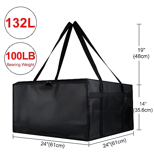 Insulated Pizza Delivery Bag for Carry Hot, 24" x 24" x 14" Insulated Food Delivery Bag, Grocery Cooler Bags for Catering/Doordash, Commercial Food Warmers（Black, 1Pk） - color: Black, size: 24 x 24 x 14 inches