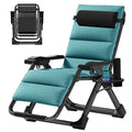 LILYPELLE Zero Gravity Chair, Premium Lawn Recliner Folding Portable Chaise Lounge with Detachable Cushion, Headrest and Cup Holder, Reclining Patio Lounger Chair - color: Linen Green, style: Zero Gravity Chair