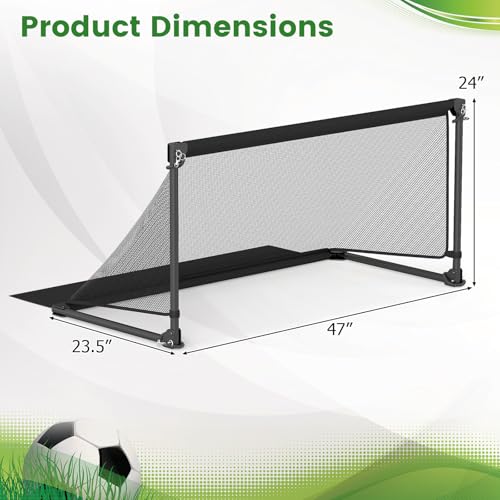 Goplus Soccer Goal, Portable Toddler Soccer Net with Metal Frame, Ground Stakes, Quick Setup, Foldable Soccer Training Equipment for Outdoor Practice Games - style: 47" x 23.5" x 24"