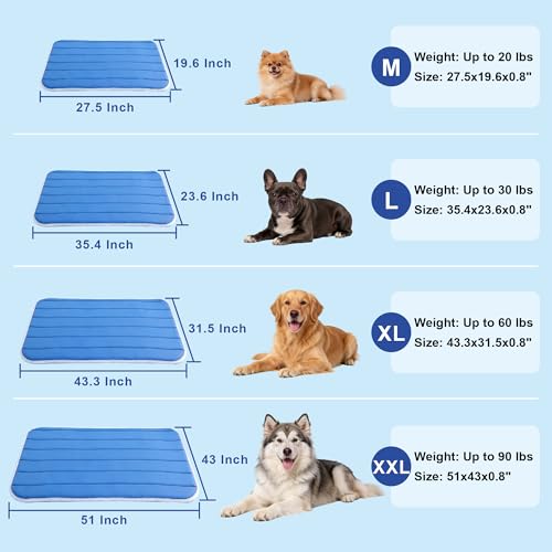 Dog Cooling Mat, Cold Memory Sponge Cooling Mat for Dog,Foldable Crate Pet Bed & Non-Slip, (Q-Max > 0.45) Long-Lasting Cool & Keep Your Pet Cool. (X-Large - (43.3 x 31.5 Inch) - size: X-Large - (43.3 x 31.5 Inch）