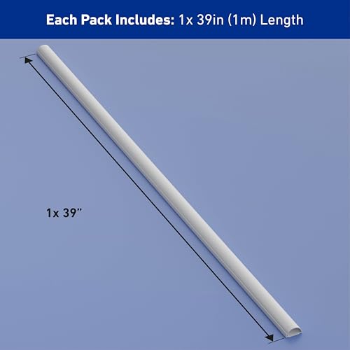 D-Line Cable Raceway On-Wall Cord Cover | 1D3015W | Surface Mount Electrical Channel to Hide and Conceal Cords, Cables, and Wires | White, Paintable - color: White, size: 1.18x0.59in - 1x 39in
