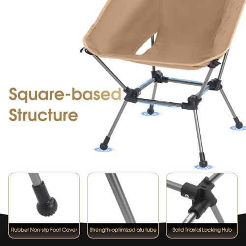 MOON LENCE Portable Camping Chair Plus, Larger & Roomier, Compact and Lightweight Still, Folding Chair for Backpacking & Hiking, 330Lbs Capacity (Desert Rust) - color: Desert Rust
