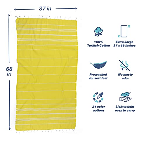 Hencely Turkish Beach Towel 37x68 Oversized, Sand-Free, Quick-Dry, Lightweight - Travel Essential for Pool & Bath - Striped 100% Cotton Bathroom Towels Accessories Gift (Blonde) - color: Blonde
