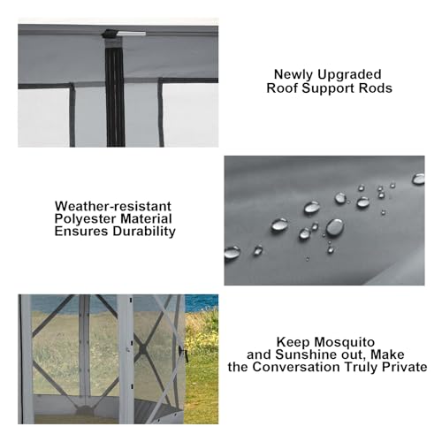 COBIZI 12x12 FT Pop Up Canopy Stargazing Tent, Gazebos On Clearance with Removable Roof, Screened in Gazebo, Screen Tents Portable carpas para Patio for Outdoor Camping,Backyard, Garden,Grey(Pro) - color: Gray, size: 12x12ft Stargazing Gazebo with 5 sidew