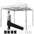 Tangkula 10x10 FT Pop Up Canopy, Instant Setup Outdoor Tent with Heavy-Duty Carbon Steel Frame, Wheeled Bag, 4 Sandbags, 8 Stake, 4 Ropes, Portable Canopy Tent for Parties Events Camping (White) - color: White