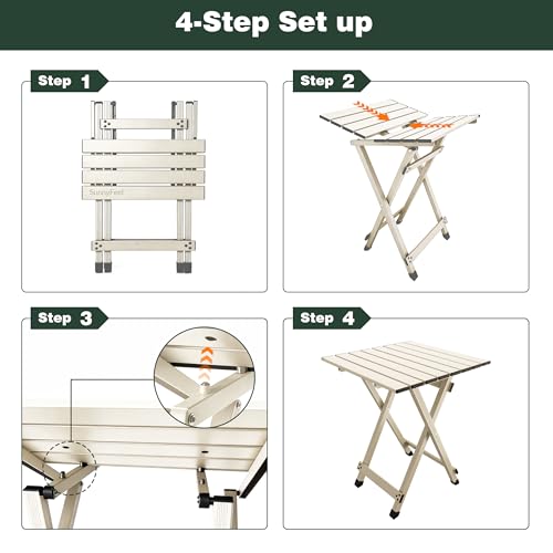 SUNNYFEEL Folding Camping Table - Lightweight Aluminum Portable Picnic Table, 18.5x18.5x24.5 Inch for Cooking, Beach, Hiking, Travel, Fishing, BBQ, Indoor Outdoor Small Foldable Camp Tables - color: Grey-1set