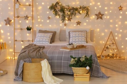 Lighting EVER 594 LED Curtain Lights, 20 x 10 ft Plug in Hanging Fairy String Lights, Wedding Party Backdrop Lights, Twinkle Lights for Wall, Patio, NOT Connectable (XL Size, 27 Strings, 9" Apart) - color: Warm White, size: 19.7 ft
