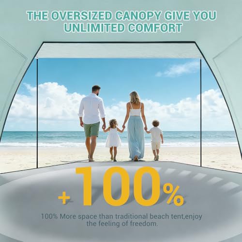 Elegear CumbreX™ Beach Tent Sun Shelter with Canopy, 4-5 Person Pop Up Beach Tent, Easy Setup UPF 50+ UV Protection Portable Lightweight Double Silver Coating Cabana Sun Shade Shelter - Green - color: Green, size: 4-5 Person