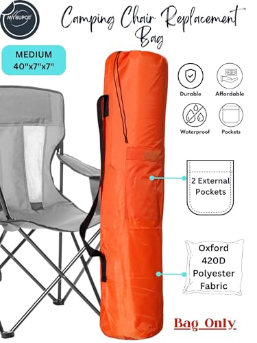 Replacement Bag for Folding Camping Chair, Portable Camp Chair, Hammock, Yoga Mat, Umbrella, Tents, Tripods, Fishing Poles - 420D Oxford Polyester Fabric - color: Orange, size: Medium 40"x7"x7"
