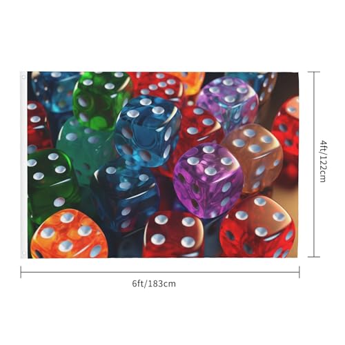 Games Dice Set Flag 4 X 6 Ft Double Sided Vertical Garden Flag Seasonal Holiday Banner With Brass Grommets Photo Backdrop Yard Flag For Outdoor Indoor Home Decor