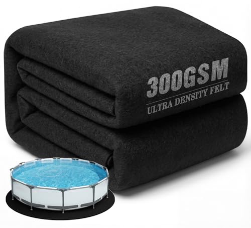 UIRWAY 10 Ft Round Pool Liner Pad for Above Ground Pool, [2026 New Pool Pad 300G/M² Thicker] Black Puncture Resistant Pool Ground Protector, Weed Barrier Under Pool Padding, Extend Liner Life (φ319cm) - size: Round-10ft