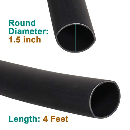 1.5 inch (Diameter) 3:1 Waterproof Heat Shrink Tubing Kit, Large Marine Dual Wall Adhesive Shrinkable Wire Wrap Tube, Insulation Sealing Wear-Resistant Cable Protector by YUKSY (4ft, Black) - size: 1.5" (4ft, Black)