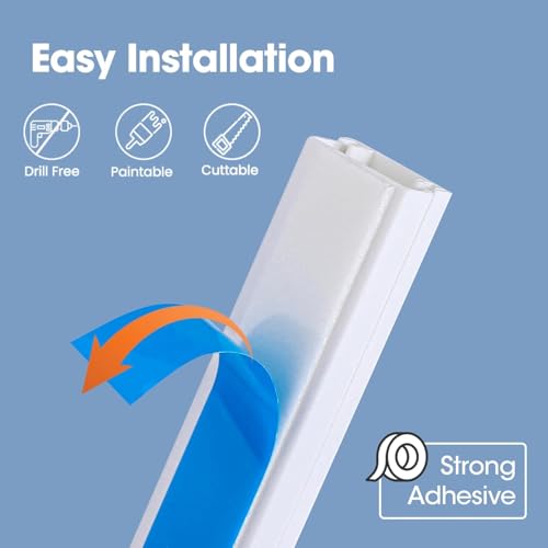 500in Cord Hider Kit, Cord Covers for Wires on Wall, Paintable Cable Raceway, Cord Hider for Wall Mount tv, tv Cable Hider Wall kit, Wire Covers for Cords, 32X L15.75 X W0.96in X H0.57in, White - color: 500in