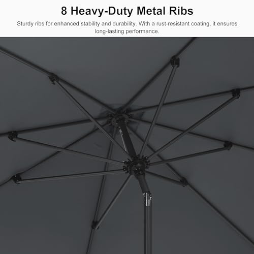 PURPLE LEAF 6' x 6' Square Patio Umbrella Outdoor Table Umbrella Aluminum Frame Market Umbrella Sun Umbrella with 8 Sturdy Ribs & Tilt for Garden Deck Lawn & Pool Light Gray - color: Light Gray, size: 6' x 6'