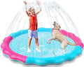 Kids Dog Splash Pad Sprinkler - Jasonwell Non Slip Dog Sprinkler Pad Splash Pool Puppy Dogs Pool Summer Outdoor Water Toys Backyard Durable Splash Pad for Toddlers Kids Small Medium Large Dogs Pet - style: Blue&Rosered - 60"
