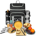 Hap Tim Picnic Basket Backpack for 4 Person with Blanket, Insulated Leakproof Cooler Compartment, Wine Holder, Cutlery Set, Engagement Gifts for Couples, White Elephant Gift Ideas, Black (36221-DG) - color: Dark Grey