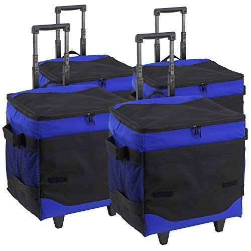 Picnic at Ascot 60 Can Collapsible Insulated Rolling Cooler - Royal Blue- Pack of 4 - color: Royal Blue - Pack of 4