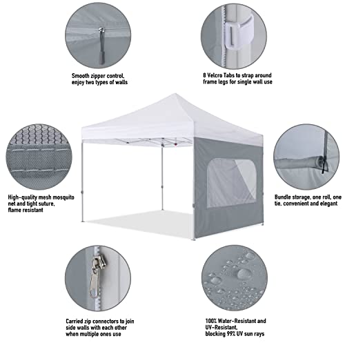 COOSHADE Instant Canopy SunWall 10x10 Canopy SideWall for Pop up Canopy Tent, 1 Pack Sidewall with Mesh Window Only, Grey - color: Gray, size: 10x10-Net Window
