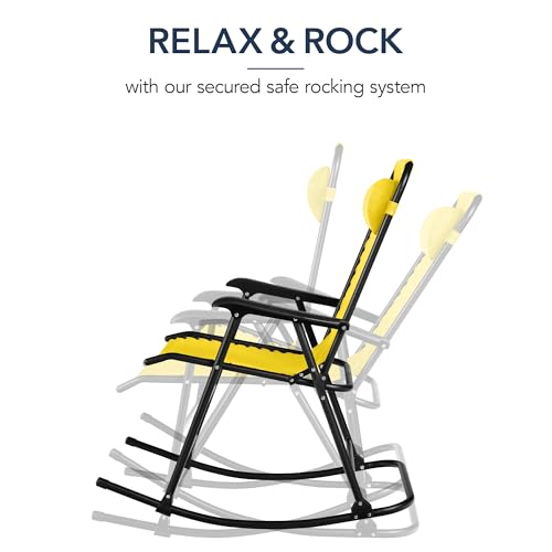 Best Choice Products Outdoor Zero Gravity Rocking Chair, Folding Reclining Patio Lounge Chair with Adjustable Pillow for Lawn, Beach, Camping - Sunflower Yellow - color: Sunflower Yellow