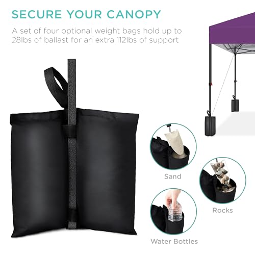 Best Choice Products 10x10ft Pop Up Canopy Tent, Outdoor Shade, 1 Person 1 Minute Set Up, Carry Case, 4 Weight Bags - Amethyst Purple - color: Amethyst Purple, size: 10x10ft