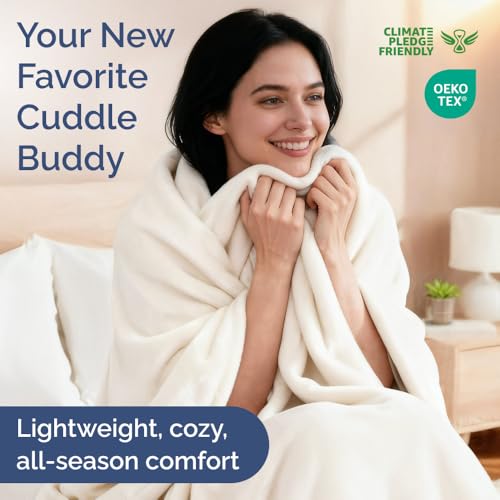 Ultra Soft Fleece Blanket Twin Size - Flannel Fleece Luxury Twin Blanket - Lightweight for Couch Bed Chair - Thick, Warm and Breathable - All Season Cozy Fuzzy, Anti-Static Microplush Bedding, White - color: 08 - White, size: Twin (60" x 80")