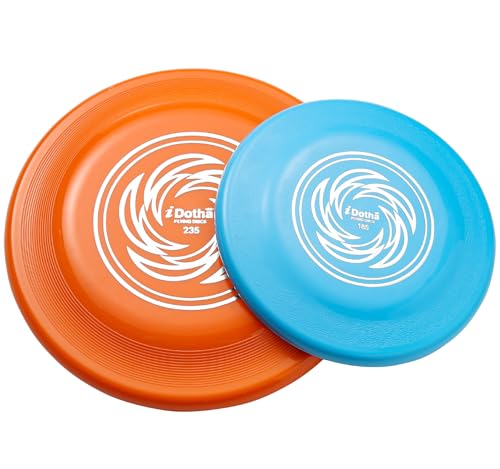 Sports Flying Disc, 2 Pack Compeition Flying Discs, Lightweight Durable Flying Disc Toys for Backyard Beach Lawn Park Outdoor Games, 105 Gram 9.3 Inch & 90 Gram 7.3 Inch. - color: Orange & Blue