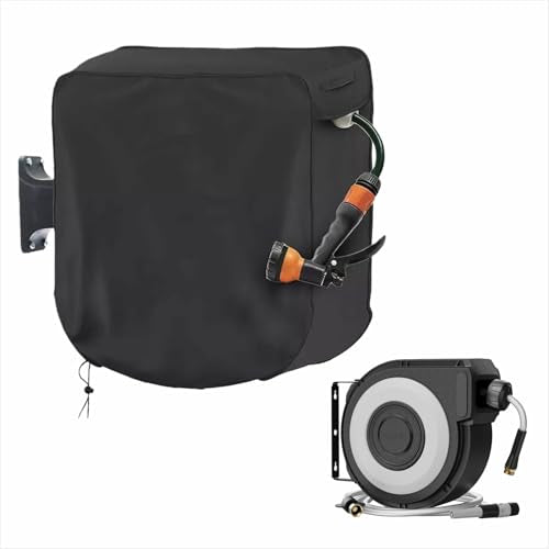 Garden Hose Reel Cover, Heavy Duty 420D Waterproof UV-Resistant Oxford Outdoor Protector for Wall-Mounted Hose Reels, Weatherproof Dustproof Snowproof, Secure Drawstring Closure (Square) - style: Square