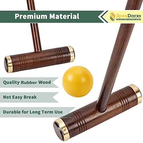 SpexDarxs Six Player Croquet Game, 35’’ Croquette Set with Premium Wooden Mallets/Colored Balls/Wickets/Stakes/Carrying Bag, Classic Outdoor Backyard Lawn Games for Teens Adults Family - color: Archaize Color