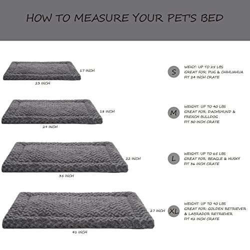 Washable Dog Bed Mat Dog Crate Pad Soft Fluffy Pet Kennel Beds Dog Sleeping Mattress for Large Jumbo Medium Small Dogs, 29 x 18 Inch, Gray - color: Grey, size: 29.00" x 18.00" x 1.50"