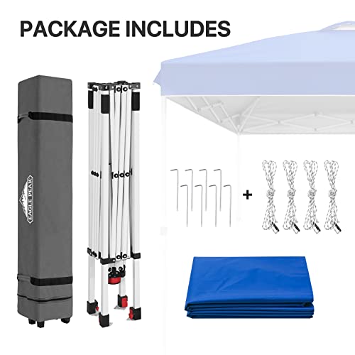 EAGLE PEAK Pop Up Canopy Tent with Wheeled Carry Bag, 8 Stakes, 4 Ropes, Easy Set Up Tent Canopy, 8x8 ft, Blue - color: Blue, size: 8x8