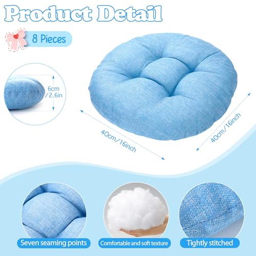 Fumete 8 Pcs 16 Inch Round Floor Cushions for Kids and Toddlers, Flexible Seating Classroom Furniture Floor Pillow for Home, Daycare, Preschool, Yoga and Meditation (Sky Blue) - color: Sky Blue
