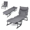 Tangkula 3 in 1 Lounge Chair Outdoor with Cushion, Patio Folding Chaise Lounge Chair with 6-Position Adjustable Backrest & Headrest, Heavy Duty Metal Frame for Pool Lawn Deck Camping