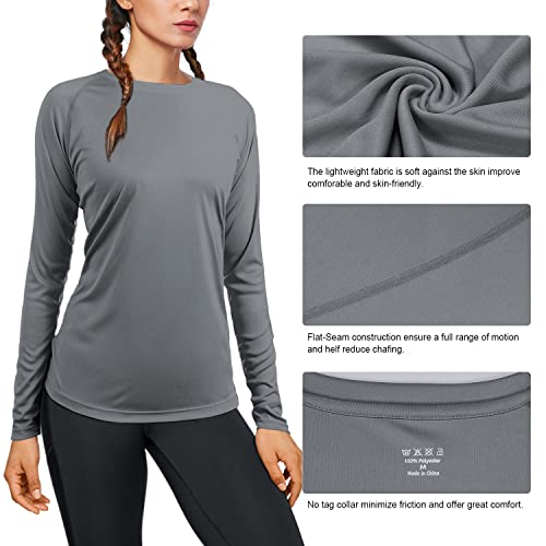 isnowood Women's Sun Protection Long Sleeve Shirts, UPF 50+ UV Rash Guard Swim Shirt, Workout Hiking Running Athletic Tops - color: 2 Pack-white, Gray, size: Medium