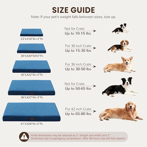 Orthopedic Dog Beds for Medium Dogs, Washable Pet Bed Mat with Removable Cover, Waterproof Egg Crate Foam Puppy Bed Anti Slip, 30" x 20", NOT for Chewers - size: 30"L x 20"W x 3"Th